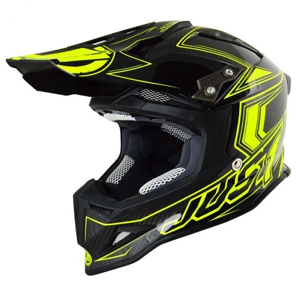   JUST 1  J12 Carbon FLUO Helmet Yellow 