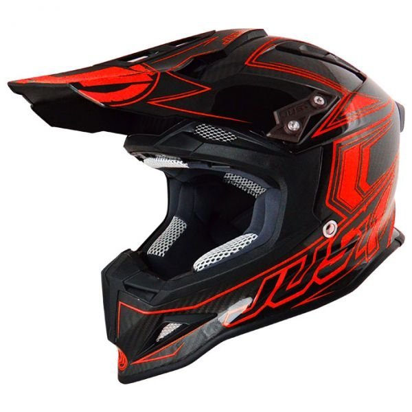    JUST 1  J12 Carbon FLUO Helmet RED 